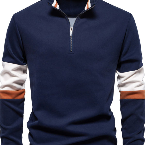 Men's Color Block Long Sleeve Polo - Opulent Empire