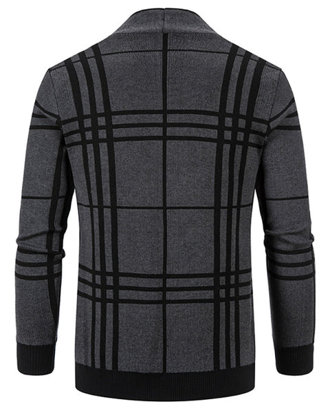 Men Casual Plaid Open Front Cardigan