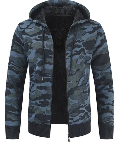 Men's Hooded Sweater Cardigan Camo Hooded Athleisure Sweater