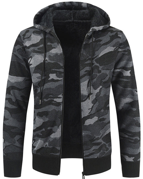 Men's Hooded Sweater Cardigan Camo Hooded Athleisure Sweater