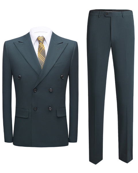 Men's Business Double-Breasted Woven Blazer Set - Opulent Empire