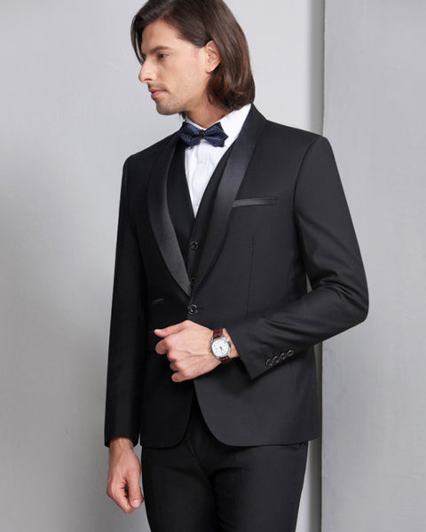 Men's Elegant Lapel Collar Knit Business Suit