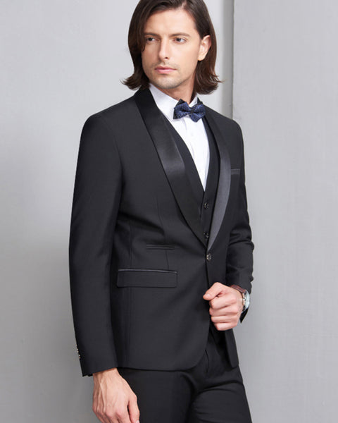 Men's Elegant Lapel Collar Knit Business Suit