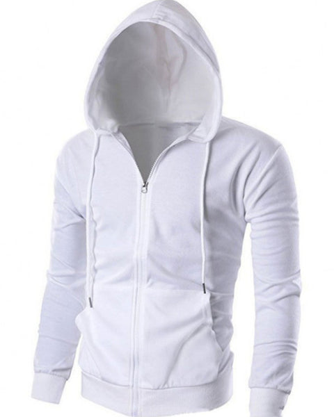 Men's Solid Color Basic Zipper Hoodie