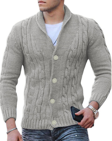 New Sweater Men's Knitted Cardigan Solid Color Slim Men's Jacket