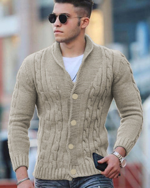 New Sweater Men's Knitted Cardigan Solid Color Slim Men's Jacket