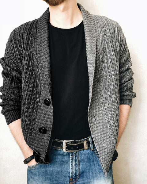 Men's Color Block Single Breasted Casual Knit Cardigan