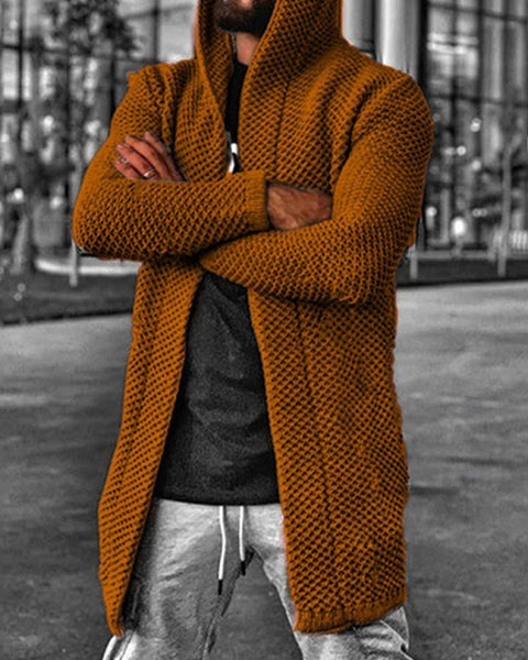 Men's hooded long sleeve knitted sweater cardigan