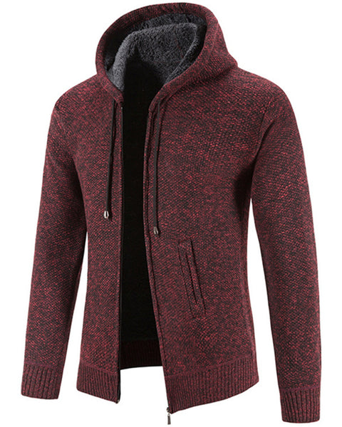 Men's casual knitted hooded zipper jacket