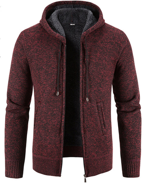 Men's casual knitted hooded zipper jacket
