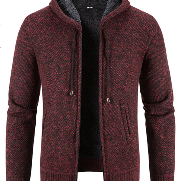 Men's casual knitted hooded zipper jacket