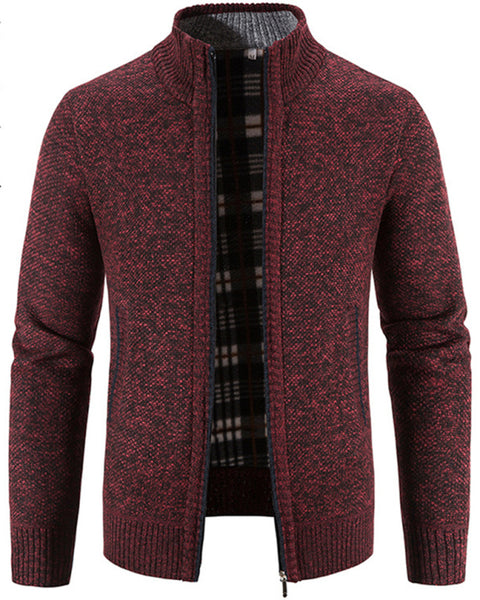 Men's casual stand collar knitted jacket