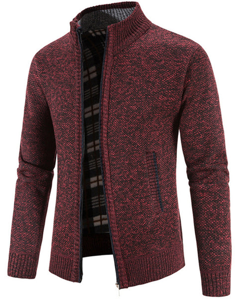 Men's casual stand collar knitted jacket