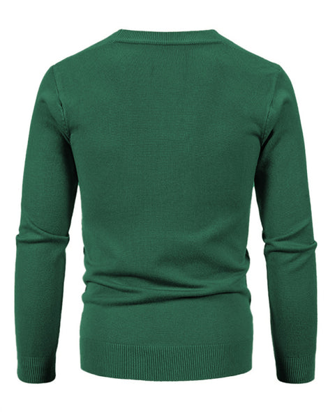 New men's casual solid color V-neck sweater cardigan sweater