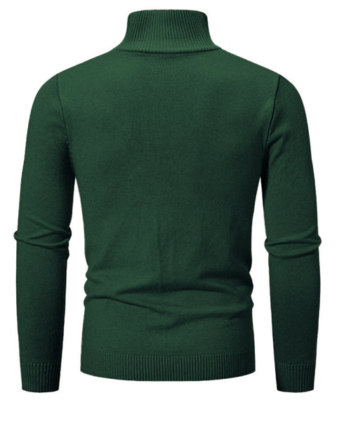 Men's casual solid color sweater half zipper pullover stand collar sweater