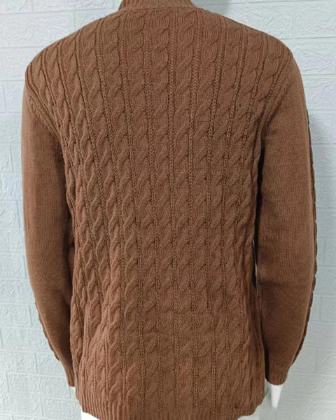 Men's new solid color zipper half turtleneck long sleeve sweater