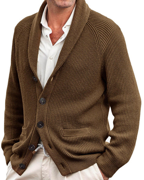 Men's new style lapel long sleeve knitted jacket fashion sweater