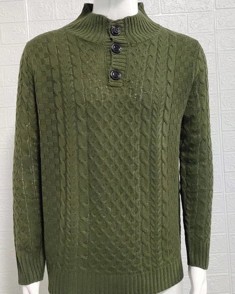 Men's Solid Color Half Turtle Collar Slim Fit Long Sleeve Knitted Sweater
