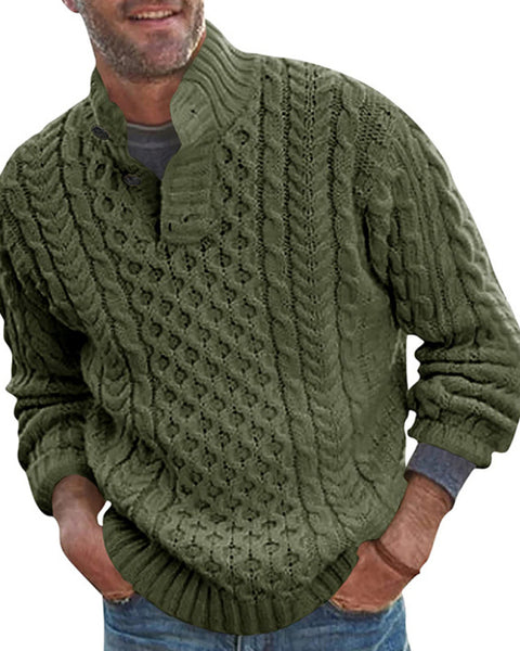 Men's Solid Color Half Turtle Collar Slim Fit Long Sleeve Knitted Sweater