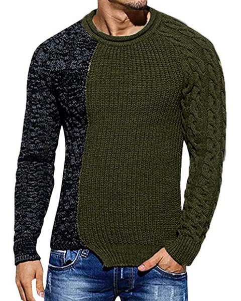 Men's new round neck long sleeve knitted slim sweater
