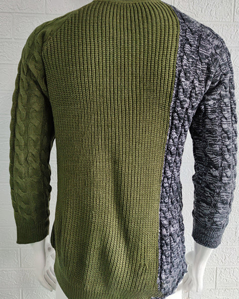 Men's new round neck long sleeve knitted slim sweater
