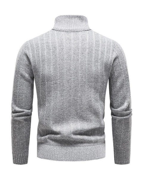 Men's stand collar zipper half cardigan sweater