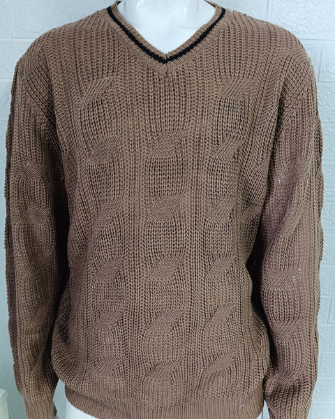 Men's Fashionable V-Neck Slim Fit Long Sleeve Knitted Sweater