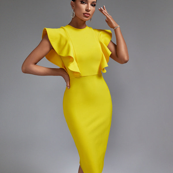 Chic Ruffle-Trimmed Midi Dress for a Stunning Look - Opulent Empire