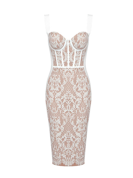 Black Lace Midi Bandage Dress