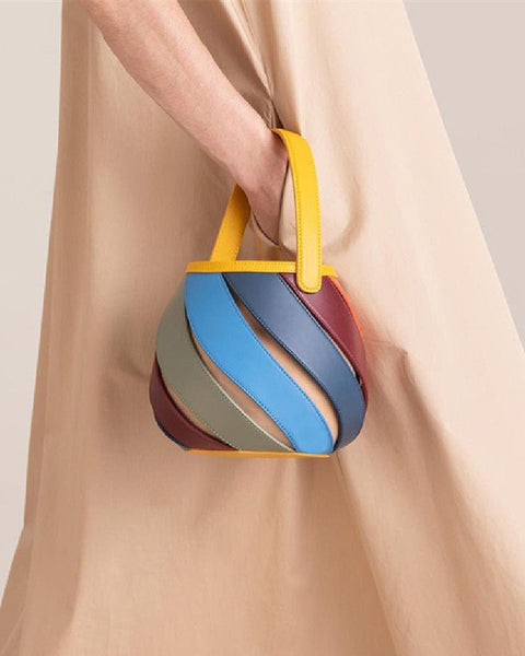 Splicing Bucket Pack Cylinder Type Single Shoulder Bag - Opulent Empire