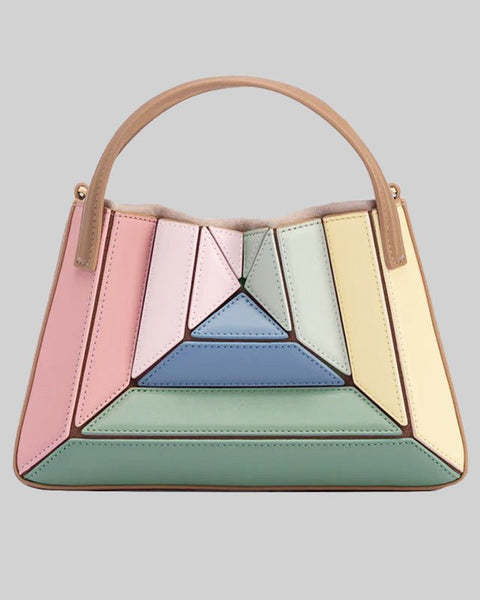 Women's Fashionable Pleated Contrast Color Mini Portable Messenger Bag - Opulent Empire