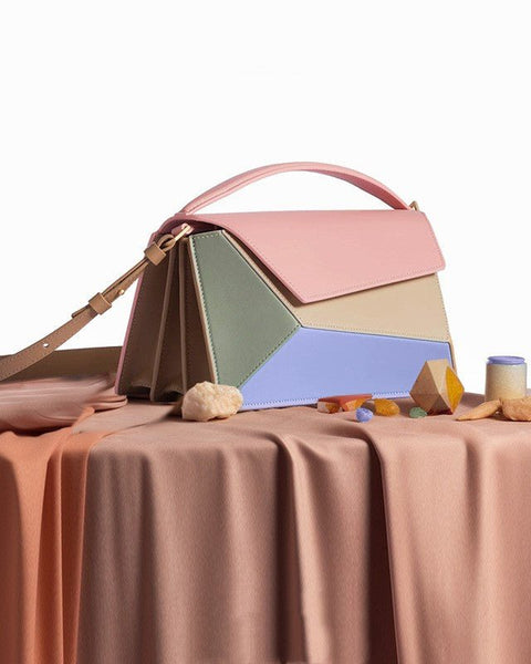 Women's Geometric Design Hit Color Diamond Lattice Organ Shoulder Messenger Bag - Opulent Empire