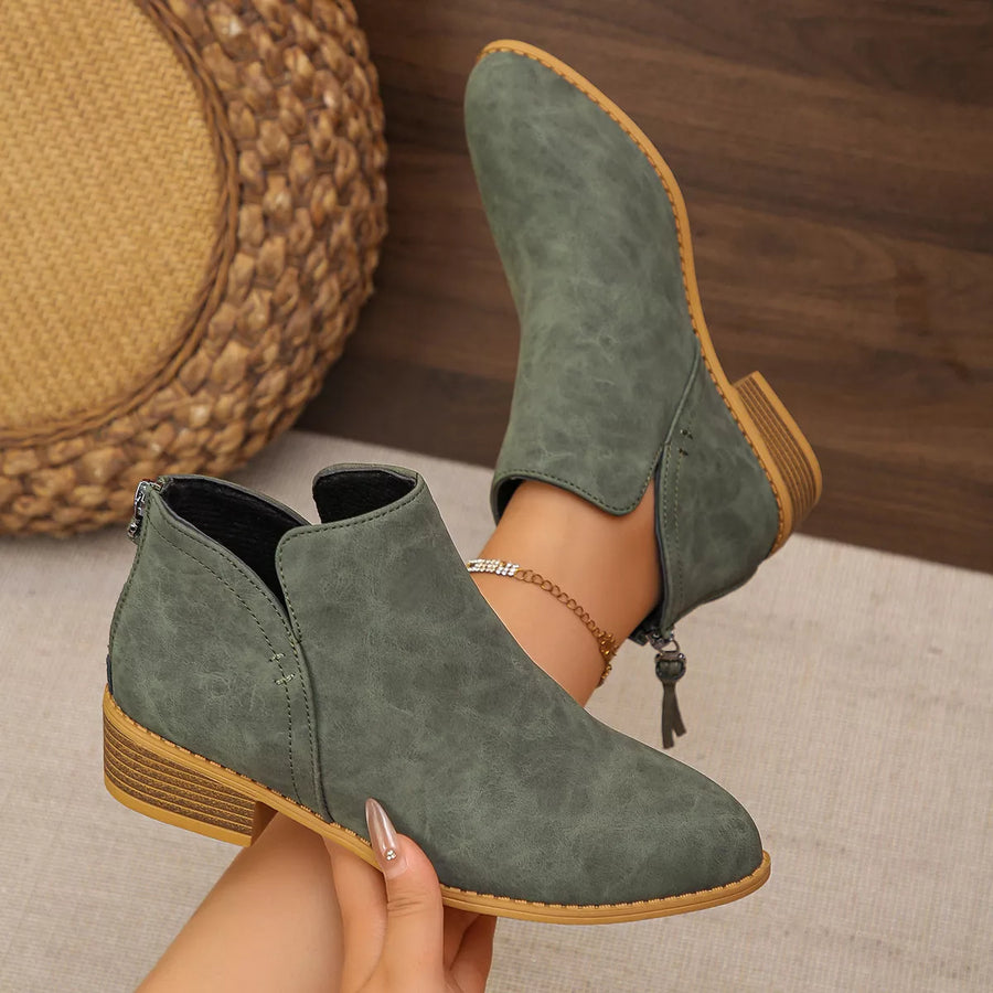 Indigo Marino — Point Toe Block Heels Boots Fashion Footwear