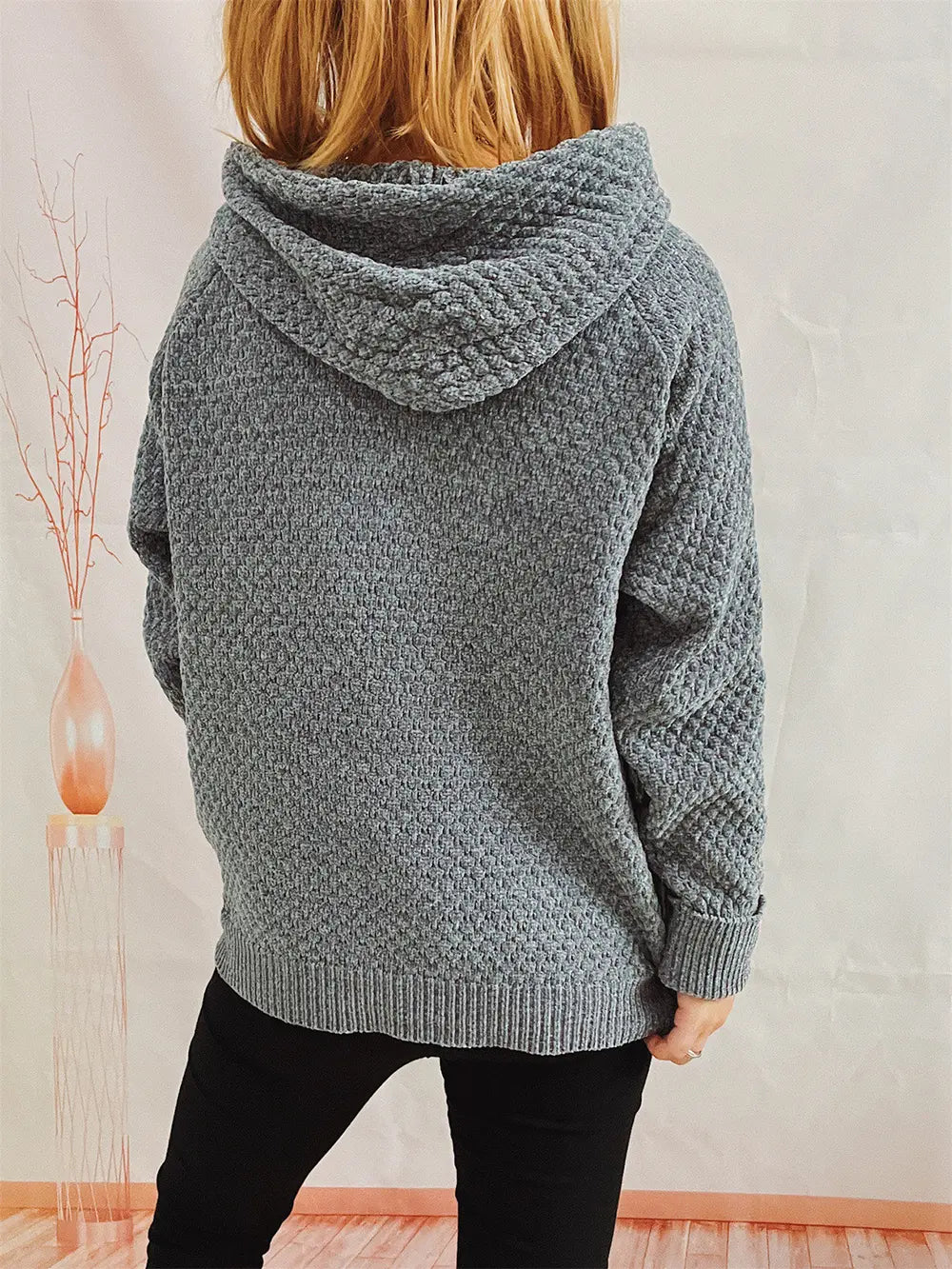 Fable Delacroix — Drawstring Long Sleeve Hooded Sweater, alternate view 6