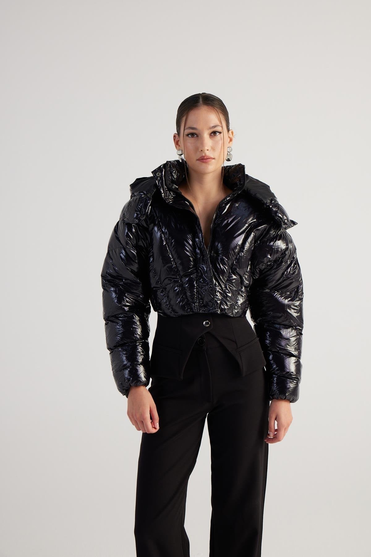 Aida — Black Puffer Hooded Jacket, alternate view 3