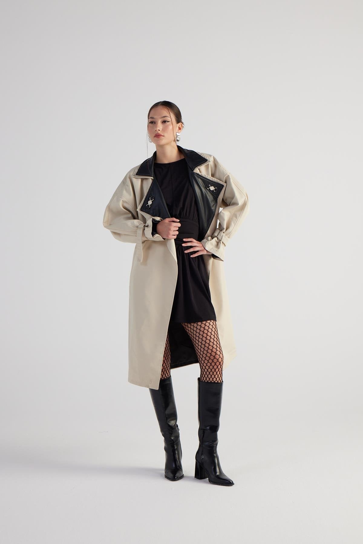Norelle — Cloak Beige Maxi Trench Coat