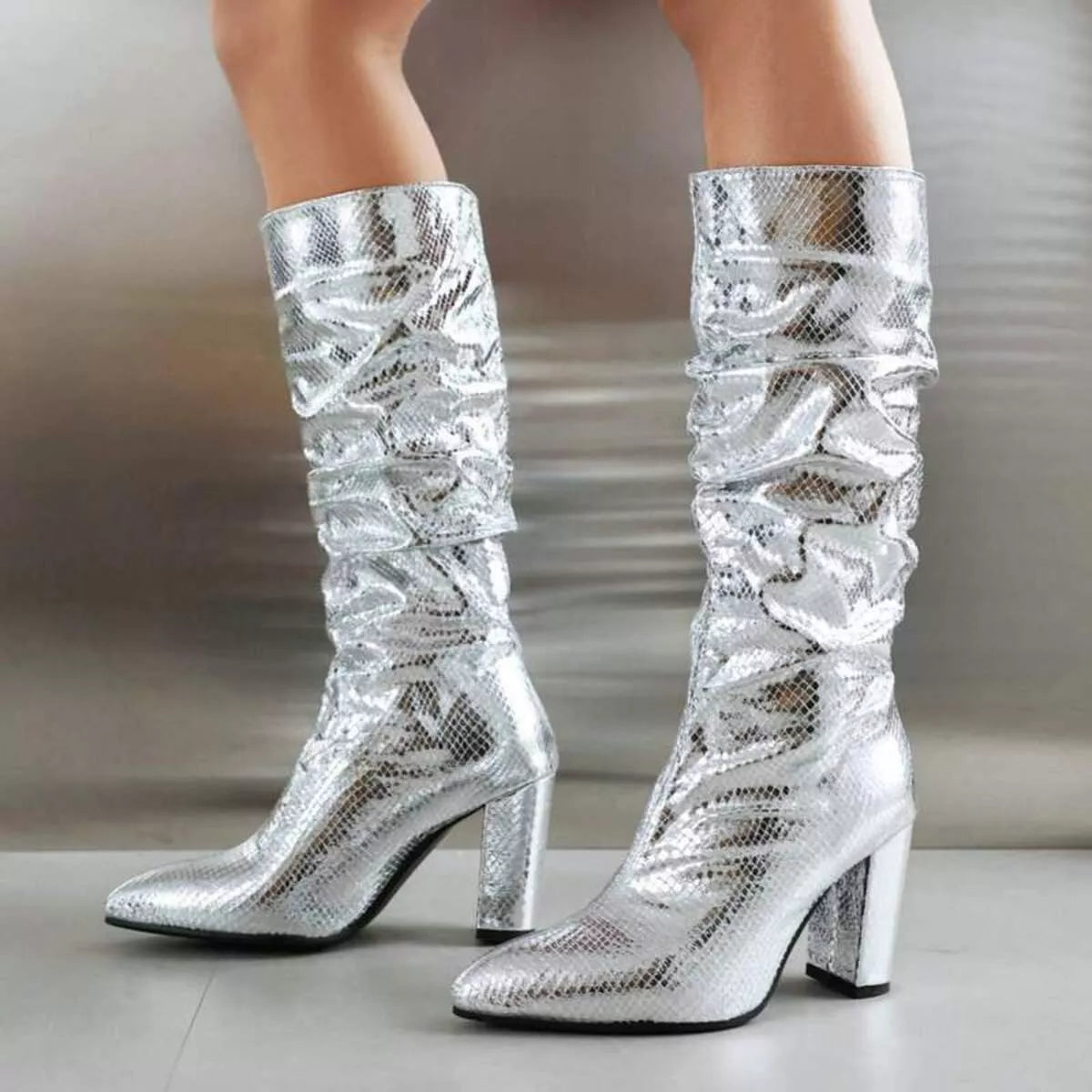 Winter Bellini — Point Toe Block Heels Boots Fashion Footwear, alternate view 3