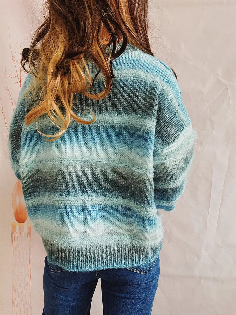 True Rivière — Striped Round Neck Long Sleeve Sweater, alternate view 14