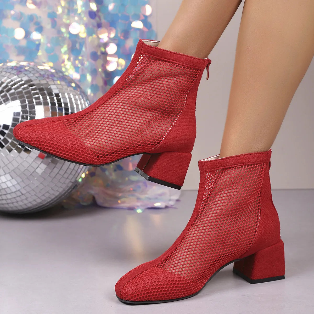 Fable Allegra — Mesh Block Heel Boots, alternate view 12