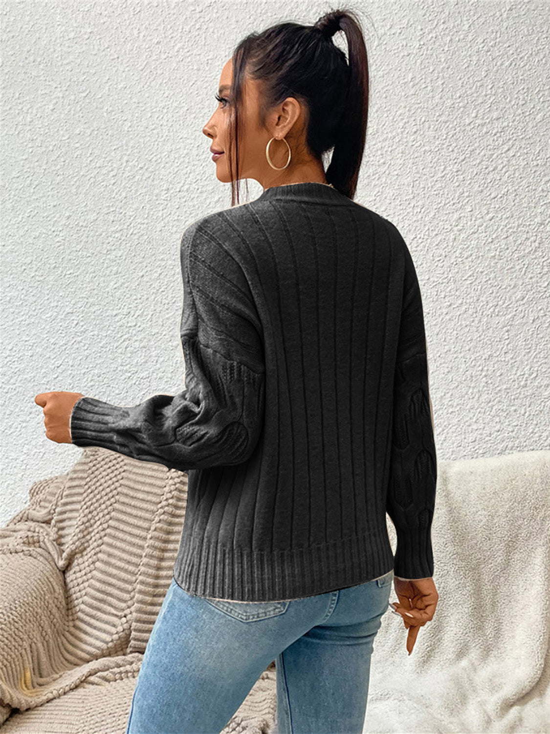 Monroe Delacroix — Round Neck Long Sleeve Sweater, alternate view 12
