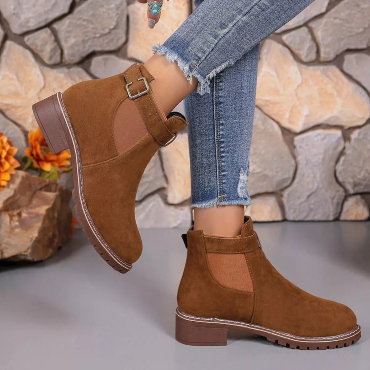 Perrin Fiorenza — Round Toe Block Heels Boots Fashion Footwear, alternate view 7
