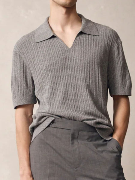 Men's Plus Size Johnny Collar Half Sleeve Knit Polo - Opulent Empire