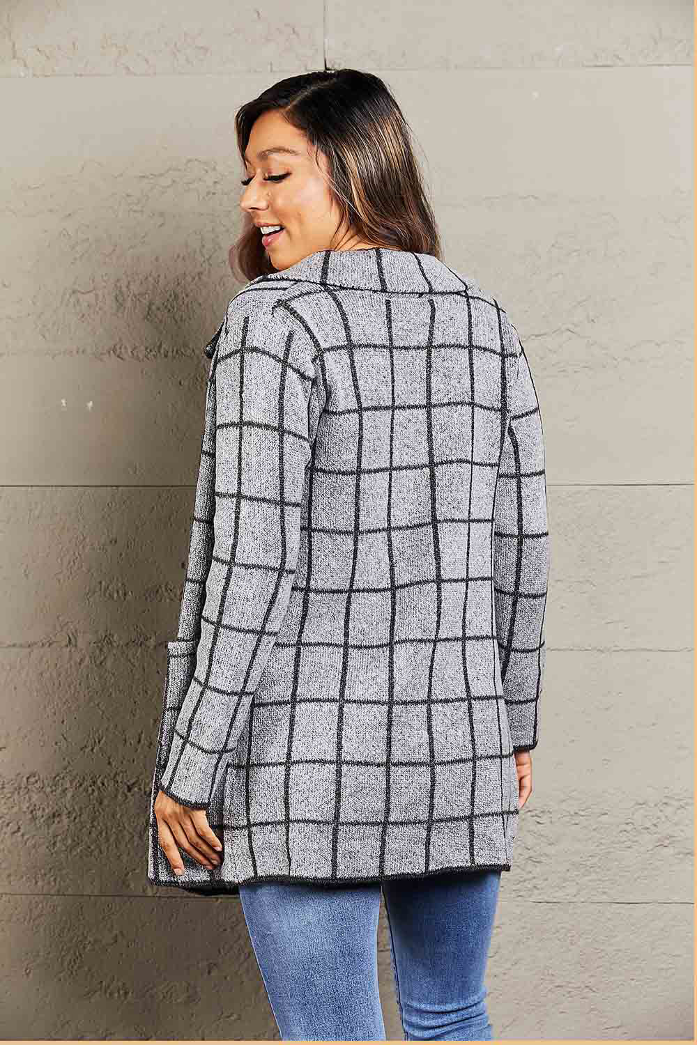 Wren Moreau — Printed Open Front Lapel Collar Cardigan with Pockets, alternate view 4