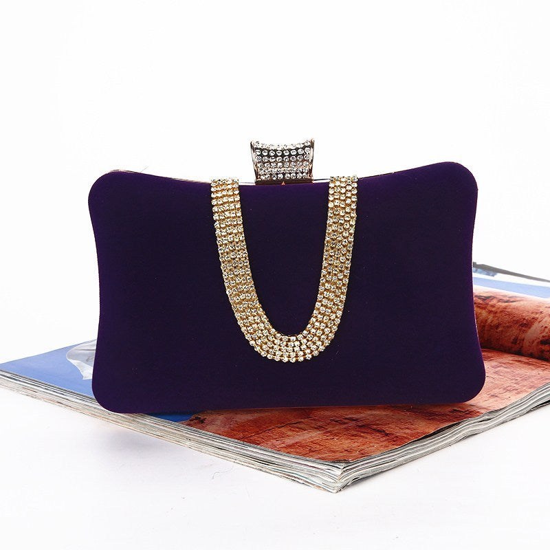 Emery Suede U-Shaped Diamond Clutch