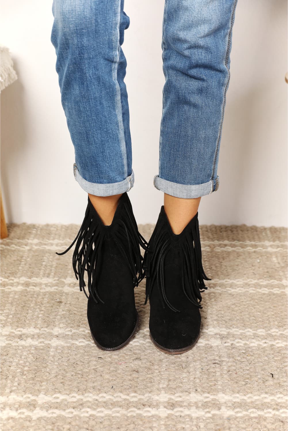 Inez Montclair — Legend Women's Fringe Cowboy Western Ankle Boots Black Women's Fashion Footwear, alternate view 5