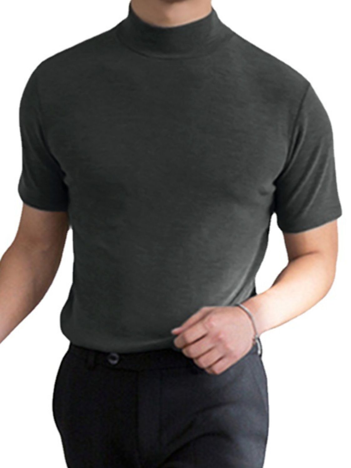 Dominic — Men's Full Size Mock Neck Short Sleeve T-Shirt Plus Size, alternate view 6