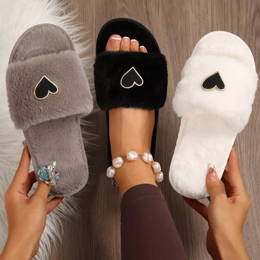 Wren Rosetti — Heart Open Toe Flats Slippers Fashion Footwear