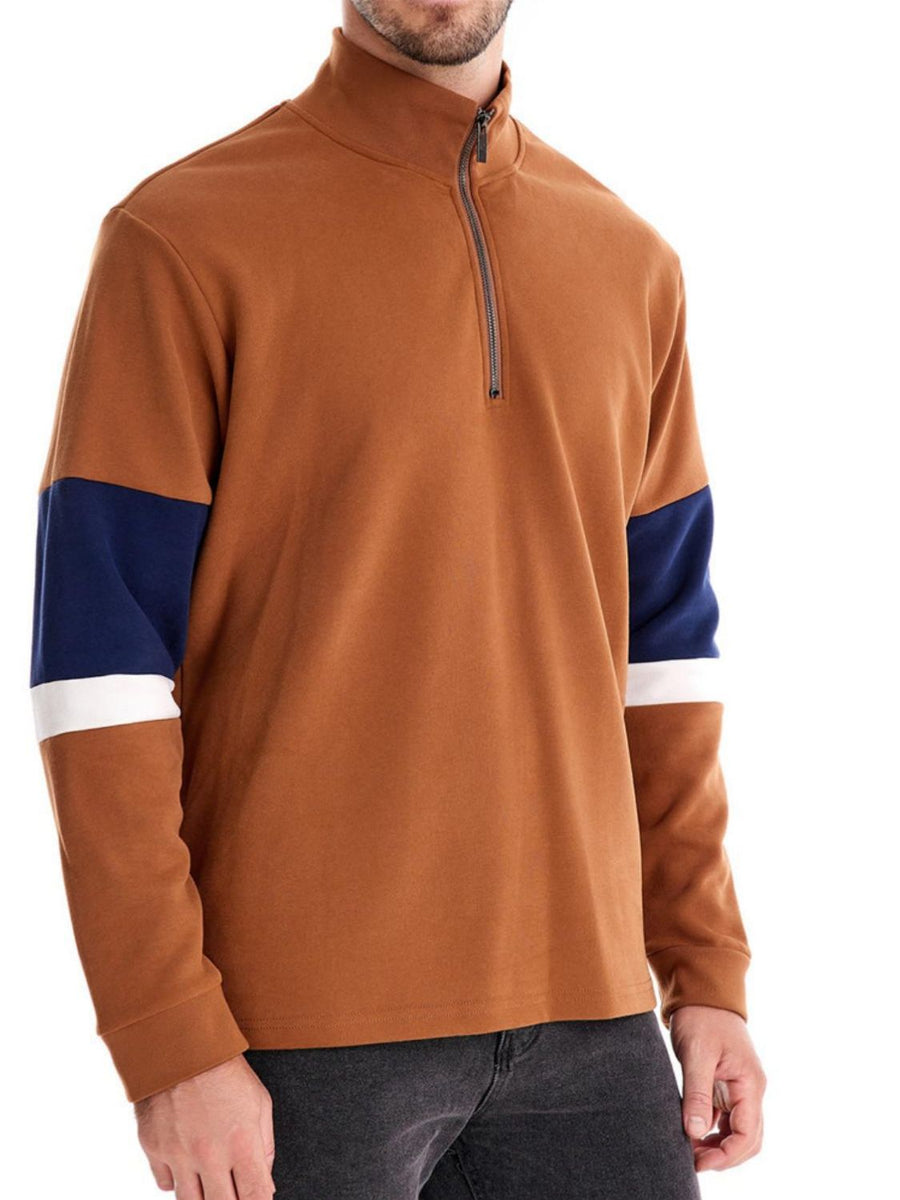 Men's Color Block Long Sleeve Polo - Opulent Empire