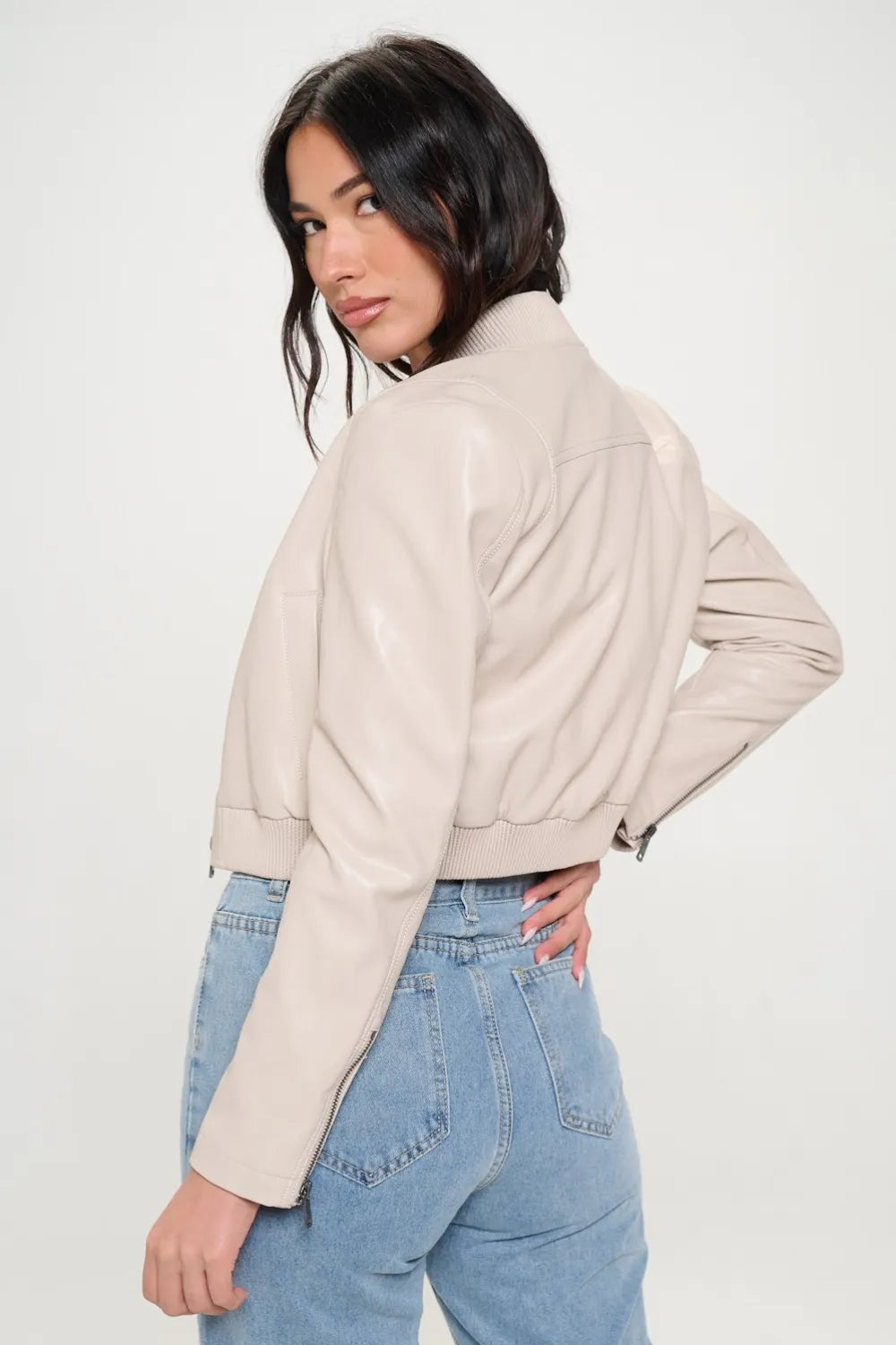 Emery Saint-Clair — Coalition LA Zip Up Cropped Bomber Jacket, alternate view 2