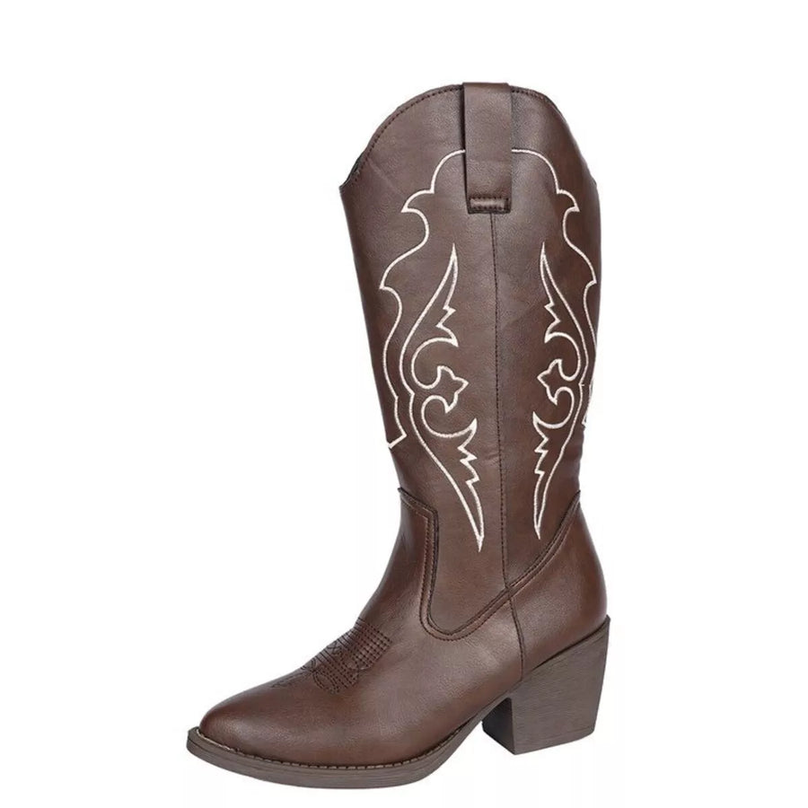 Rowan Marino — Western Embroidered Mid-Calf Boots Fashion Footwear, alternate view 2